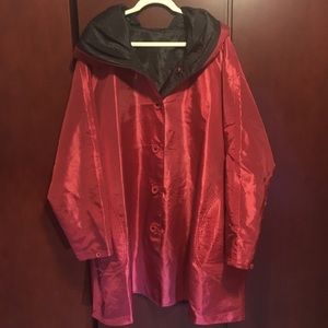 Black/Red Reversible Hooded Raincoat Sz 3x
